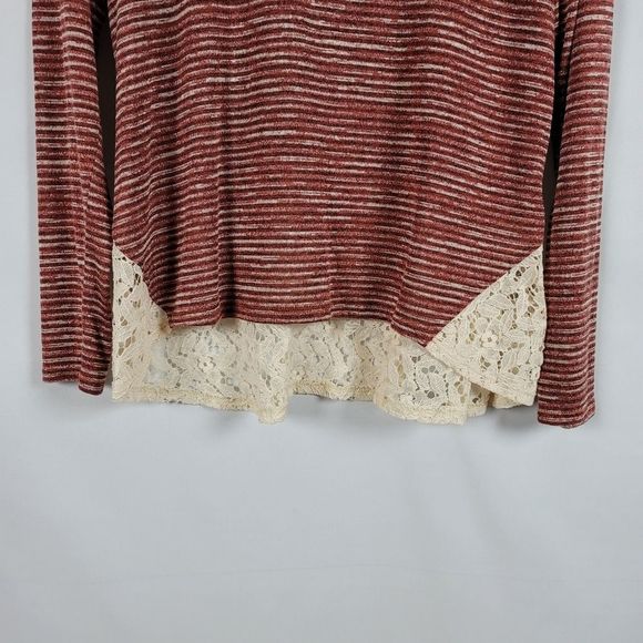 Papermoon mixed media scoop neck top lace hem Size M - Picture 3 of 9